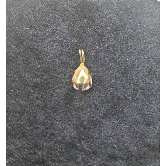 Vintage Teardrop Cubic Zirconia Pendant With Gold-Tone Charm - Picture 3 of 4